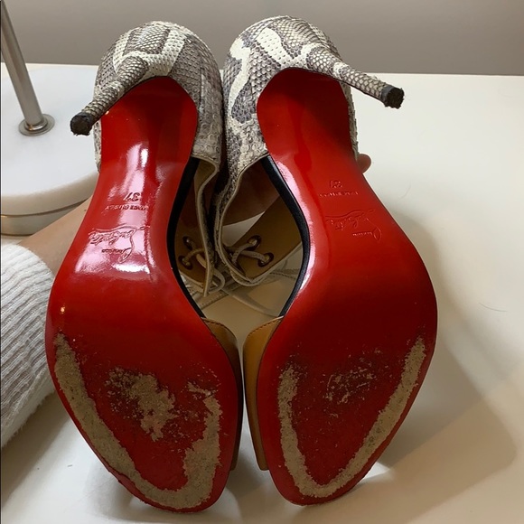 Louboutin snake/leather tie heels - Picture 5 of 5